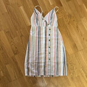 Striped Spaghetti-Strap Mini Dress in Multi-Color